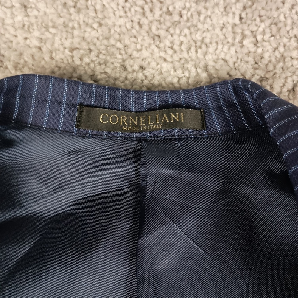CORNELIANI Mantua Suit Super 130's 42R 36W Virgin Wool Navy Blue Pinstripe - Picture 7 of 16